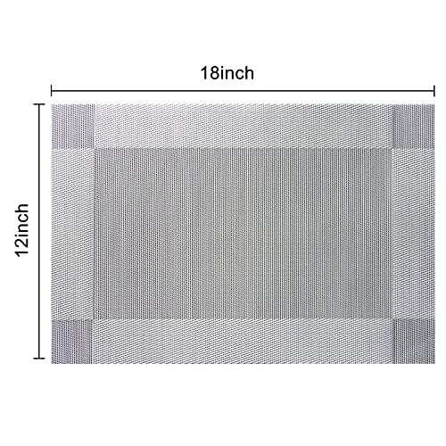 Placemats Set Of 6, Table Placemats, Heat Resistant Woven Placemats,Washable Pvc Place Mats, Woven Vinyl Placemats, Non-Slip Stain Resistant Kitchen Table Placemats Easy To Clean (Silver) #TOP5