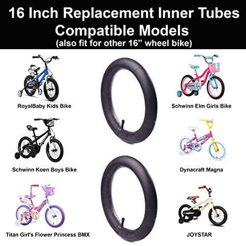 (4-Pack) 16''×1.75 Kids Bike Replacement Tires And Inner Tubes For Most 16’’ Kid Bikes Like Royalbaby, Schwinn, Dynacraft Magna And Titan - Made From Bpa/Latex Free Premium Quality Butyl Rubber #TOP2