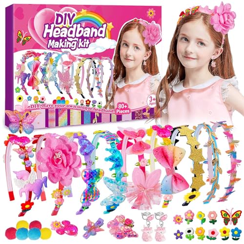 SASUKI Kit de Fabrication de Bandeaux pour Filles, Accessoires de Cheveux DIY, Créez Votre Propre Bandeau Tendance, Jouets de 4 à 10 Ans, Cadeaux pour Filles de 8 à...