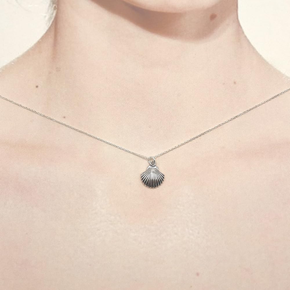 Sterling Silver Clam Shell Charm Necklace, 18" - Image 2
