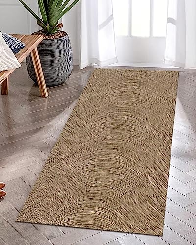 Tapis de couloir lavable long tapis de cuisine antidérapant marron rétro 110x200