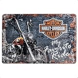 Nostalgic-Art Retro Blechschild, 20 x 30 cm, Harley-Davidson – Favourite Ride – Geschenk-Idee für Biker, Original Lizenzprodukt (OLP), aus Metall, Vintage Design, Blechschilder Sprüche