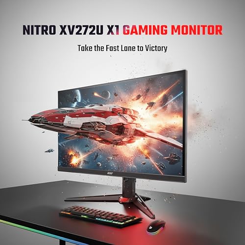 Image of acer Nitro XV272U X1 27 Inch WQHD (2560x1440) IPS Gaming Monitor | 200Hz Refresh Rate | 0.5ms GTG | AMD FreeSync Premium | HDR400 | 2xHDMI, DP | ErgoStand | 2Wx2 Stereo Speakers | DCI-P3 90% | Black