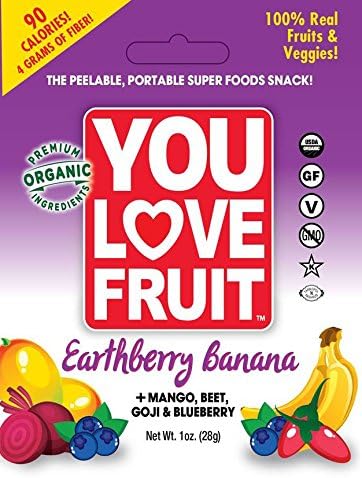 You Love Fruit Organic Fruit Leather, Earth Berry Banana, 1 Ounce (Pack of 12)