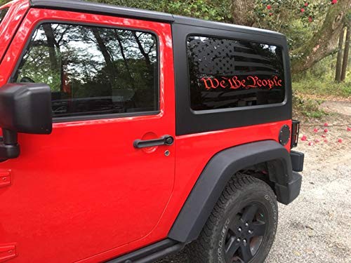 Distressed Worn We The People American Flag 2 or 4 Door JL JK Side Rear Window Vinyl Die Cut Decal Sticker (4 Door 16