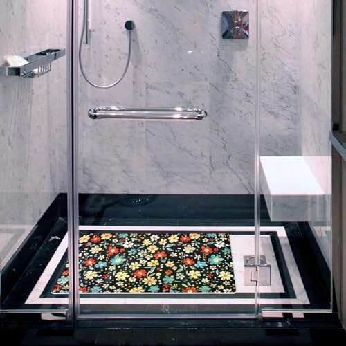 Tapete antideslizante para bañera extralargo floral y fácil de limpiar para adultos 7