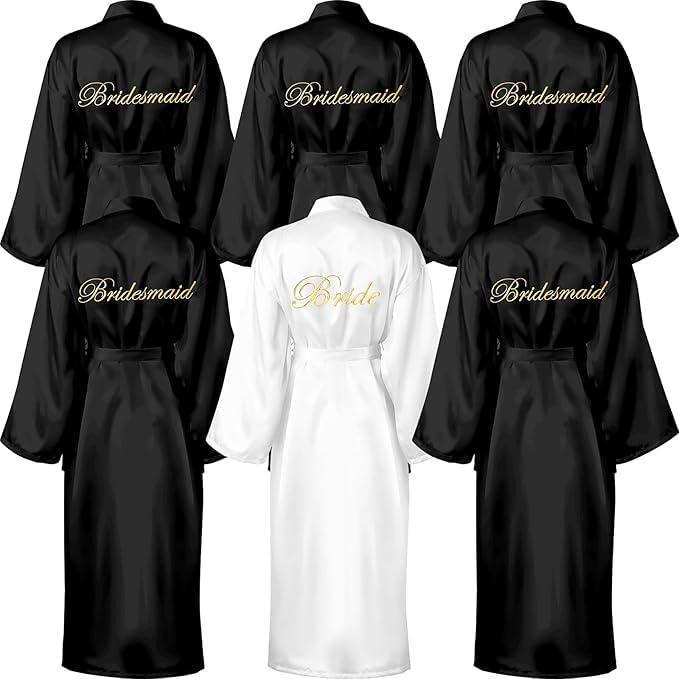 SWHCM 6 Stück Damen Braut Roben Brautjungfern Morgenmantel Lang Kurz...
