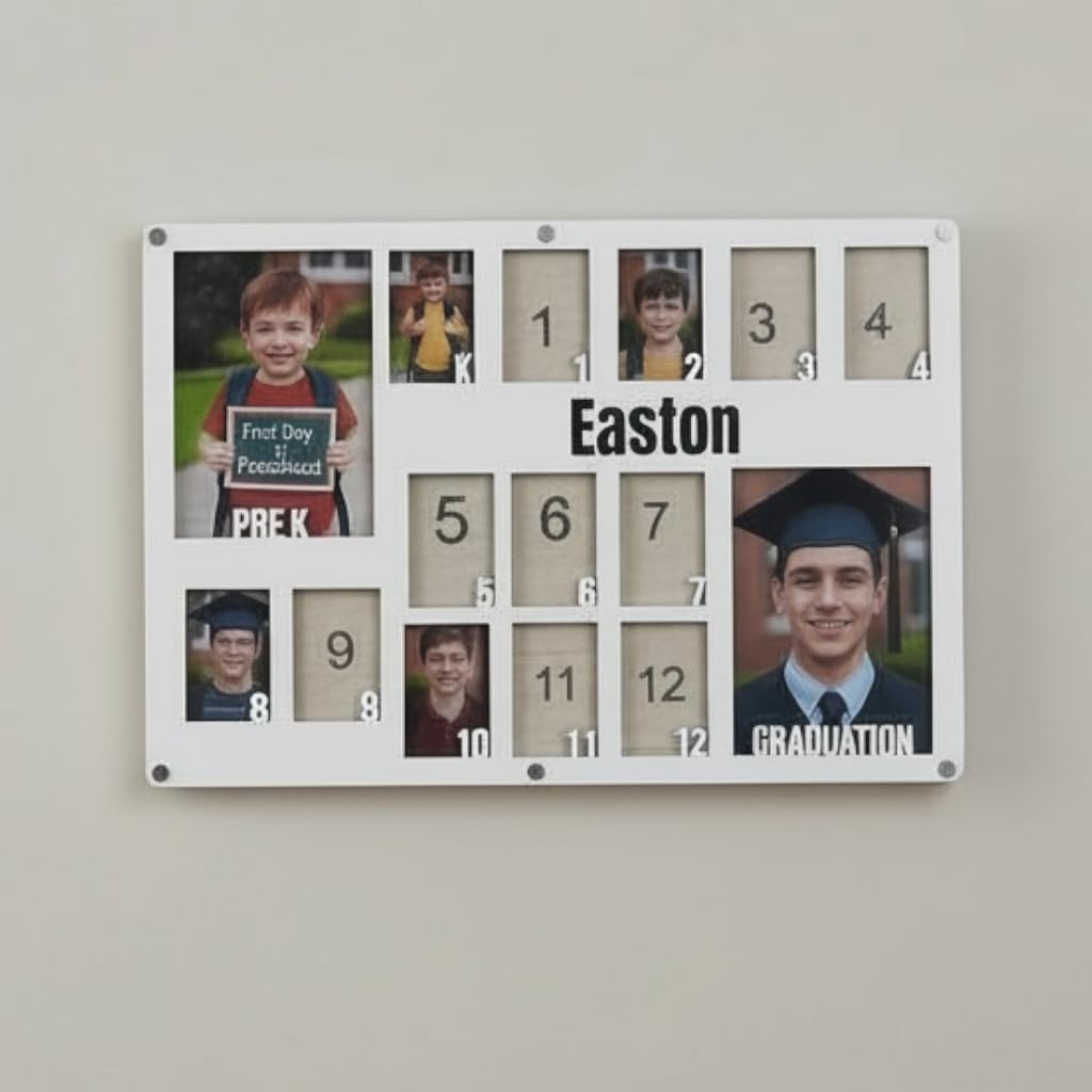 School Years Picture Frame Kids School Frame Graduation Photo holder K-12 Picture holder Preschool to Graduation display Photo Collage display Picture Frames pre K-12 Years(PRE K-Graduation 3.0) image 3