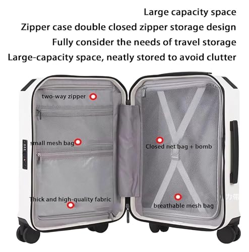 Suitcase Suitcases Large Capacity Suitcases With Wheels Multi-level Adjustment Lever Luggage Sets Combination Lock Suitcase Durable(White,20in)3