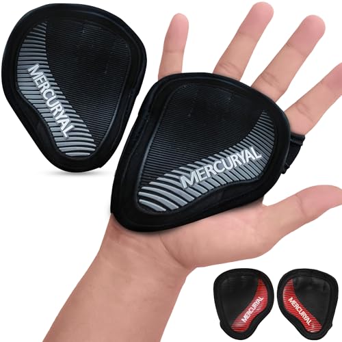 MERCURYAL Pack 2 Fitness Griffpolster Griffpads für Klimmzüge - klimmzug Handschuhe - Griffpads Krafttraining - griffpolster Kraftsport – Neopren Grip Pads - Alternative für Handschuhe (Grau, M)