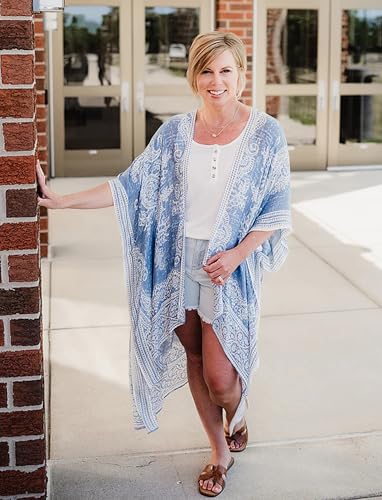 Image of Breezy Lane Women's Kimono Cardigan Summer Swimsuit Coverups Beach Cover Up with Floral Print for Vacation
