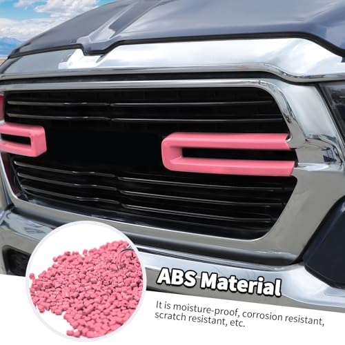 Image of Jimen Compatible with Dodge Ram 2018-2025, 2PCS Front Grille Cover Exterior Trim Accessories (Pink)