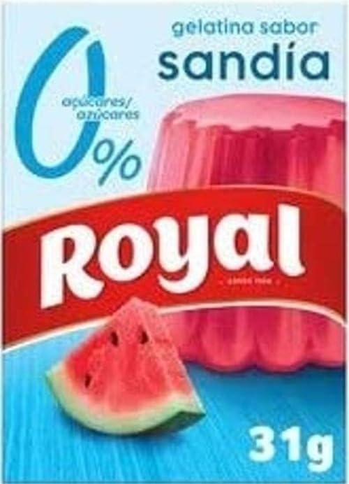 Royal Gelatina Sabor Sandía 0%, Preparado en Polvo Sin Azúcar, Pack 31 g