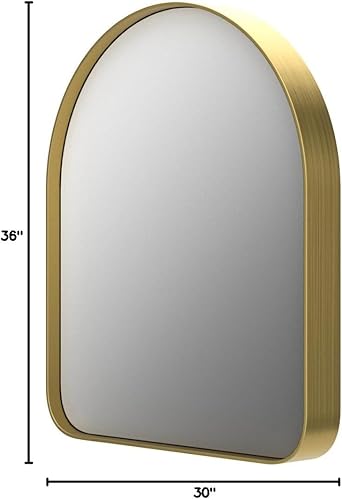 Miniatura 309 de TETOTE Espejo de 60 x 36 pulgadas para baño, espejo de tocador dorado de latón cepillado, espejo de pared grande rectangular con marco de metal Oro