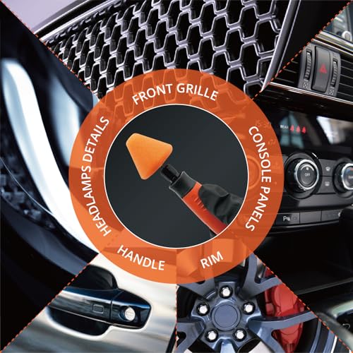 Image of SPTA Orange Cone Heavy Cut Pad with 1 /8 inch Shank, 5Pcs Orange Flexible Shaft Cone Polishing Pad Set,Mini Car Detailing Pads for Small Area for Flexible Shaft & Drill Attachment -PT189-5