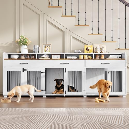 Image of AMERLIFE 95 inch Dog Crate Furniture, Multi-Functional TV Stand with Storage