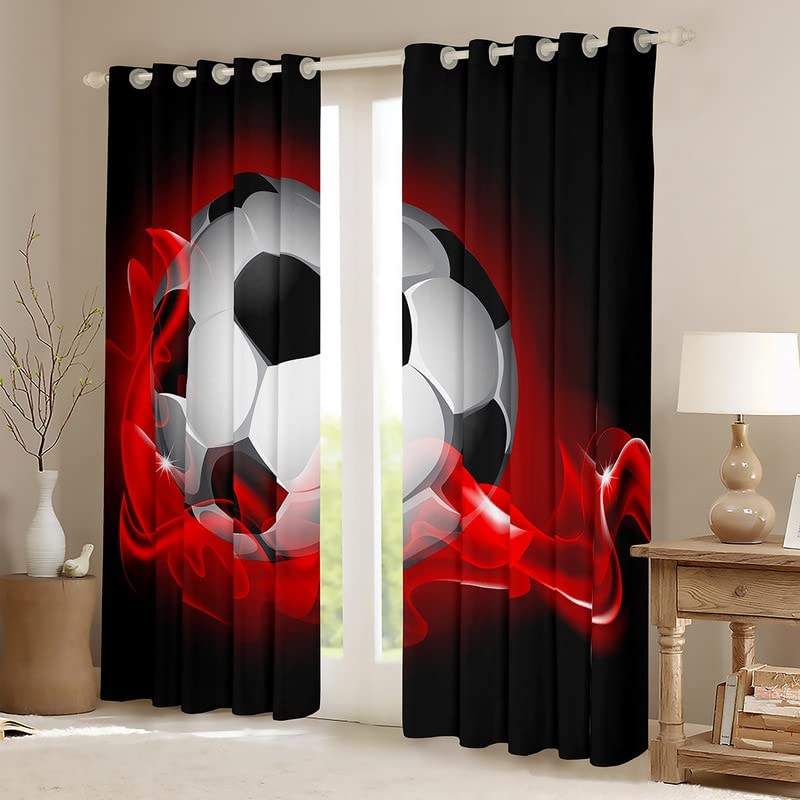 Feelyou Rugby Sports Darkening Dreapes Football Kids Curtains for Bedroom Living Room Soccer Game Blackout Curtains Gift Football Lover Window Treatments 2 Panels, 52 x 63 Inch