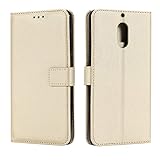 Rfvzubemok Compatible with Nokia 6 1021 Wallet Magnetic Closure Case Cover,Compatible with Nokia 6 1021 Flip Kickstand Case Golden