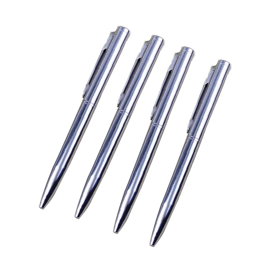Mini Penna A Sfera Tascabile In Acciaio Inox Rotante - Punta Media 0.7mm, Inchiostro Nero, Design Elegante Argento, Ricaricabile Con Mine Standard, Regalo Ideale Per Ufficio E Uomini D'Affari - 2