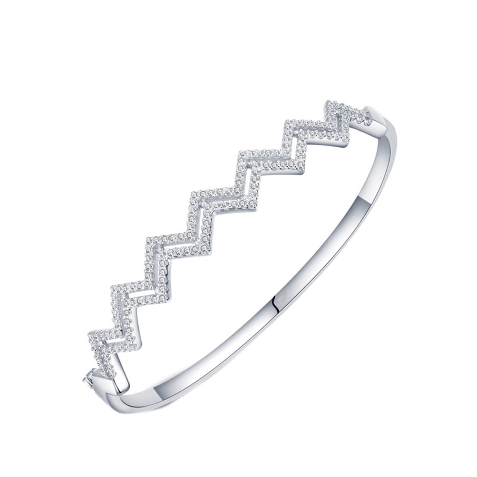 Dwurzędowa bransoletka z zawieszką w kształcie fali złota, dla kobiet z moissanitem, bransoletka z wisiorkiem, możliwość personalizacji, 9K/14K/18K białe złoto/platyna 950