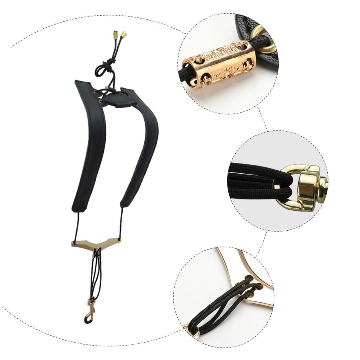 Abaodam Imbracatura Sax Regolabile in Cuoio e Nailon, Doppia Spalla, Distribuisce Peso, Riduce Dolore a Schiena e Collo, Accessori per Sassofono, Tracolla per Borsa Argento Stili multipli