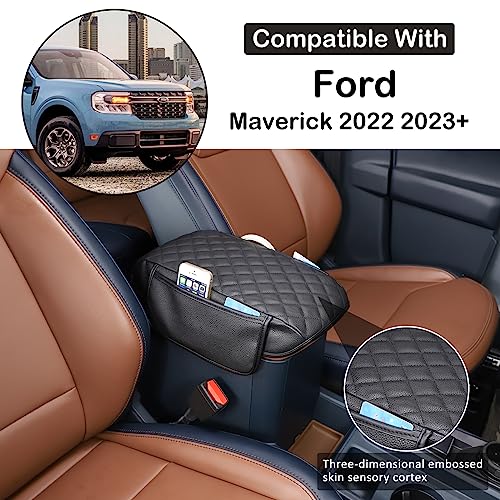 Aunginsy Car Leather Center Console Protector Cover Compatible with Ford Maverick 2022-2025 Center Console Armrest Seat Box Cover Cushion Lid Protector Pad Waterproof Anti-Scratch Interior Accessories by Aunginsy - Image 2