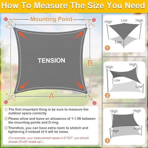 Image of KANAGAWA 20'x20' Sun Shade Sail Dark Gray Curved Rectangle