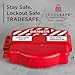 TRADESAFE Gate Valve Lockout - Red Valve Lockout Device, Lockout Tagout Valve Adjustable for 1 inch to 6-1/2 inch Diameter Valve Handles, Industrial Grade Polypropylene