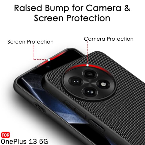Image of TheGiftKart Back Cover Case for OnePlus 13 5G | Slim & Lightweight | Ultra-Premium Design | Camera Protection Bump | Fabric Texture Case Cover (PC & TPU, Black)