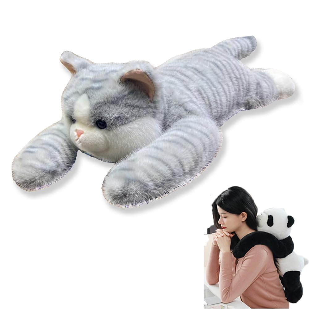 Nuyiac Weighted Plush Animals, Soft Plush Toy for Stress Relief & Calming, Cuddly Anxiety Toy (Grey Cat, 65CM)