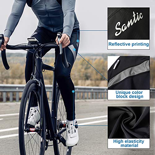 image for Santic Mens Cycling Bib Pants Padded Bicycle Breathable Long Tights fo
