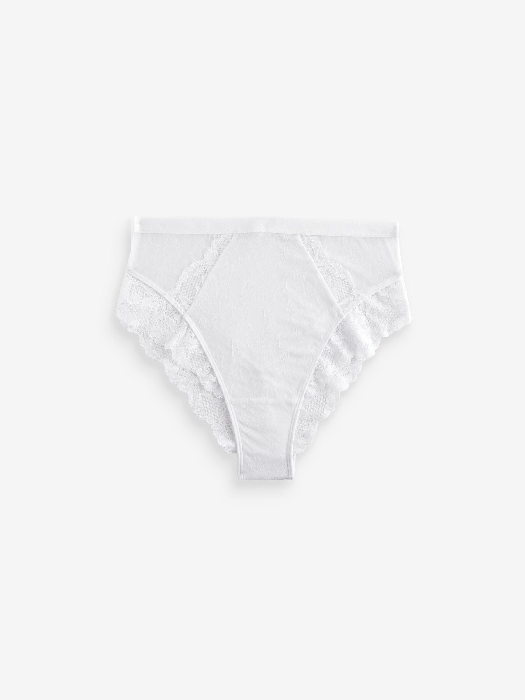 NEXT Mujeres Pack de 3 Braguitas de algodón de Cintura y Pernera Alta con Ribete de Encaje