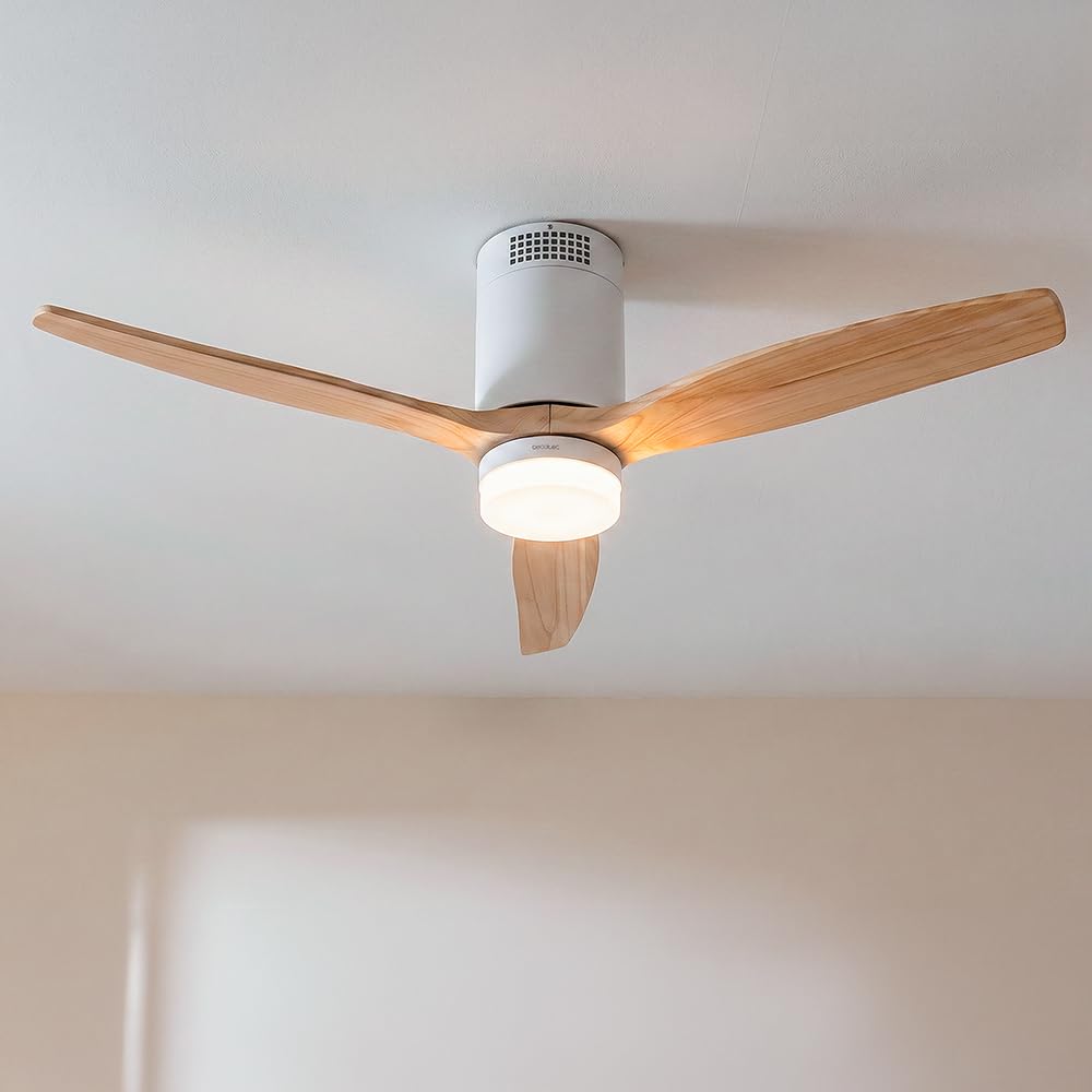 Cecotec Ventilateur de Plafond avec Lumière et Télécommande EnergySilence Aero 4600 Arctic White&Sand. Moteur DC 38W, Diamètre 132cm, Lampe LED 18W, 3 Pales, 6 Vitesses, Minuterie 8h | 38 W DC-Motor, Timer bis 8 Std., 6 Geschwindigkeitsstufen, Sommer-/Win