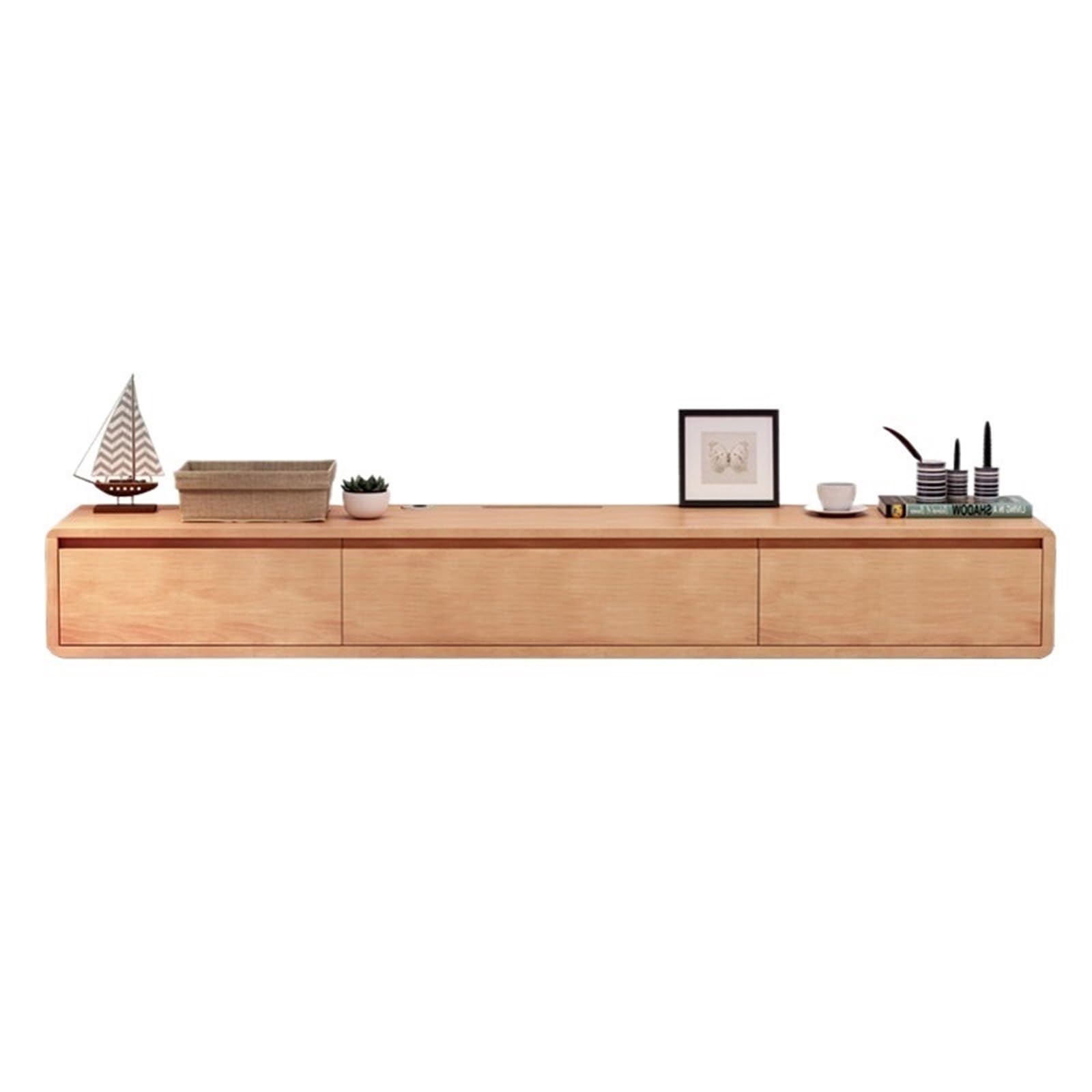 DFGHNBVC Console Wall-Mounted Tv Cabinet Wooden Living Room Entertainment Center Control Table Entertainment,Natural