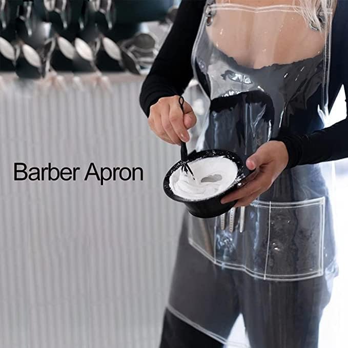 Miniatura 2 de Delantal para estilista de cabello MIKI WELL para salón, barbero, atrezzo cruzado, delantal impermeable de trabajo con 3 bolsillos (58 cm ancho x 65