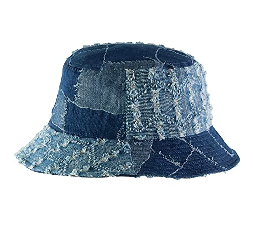 Kangol Denim Mash-Up Bucket Hat For Women And Men, Small, Med Blue #TOP5