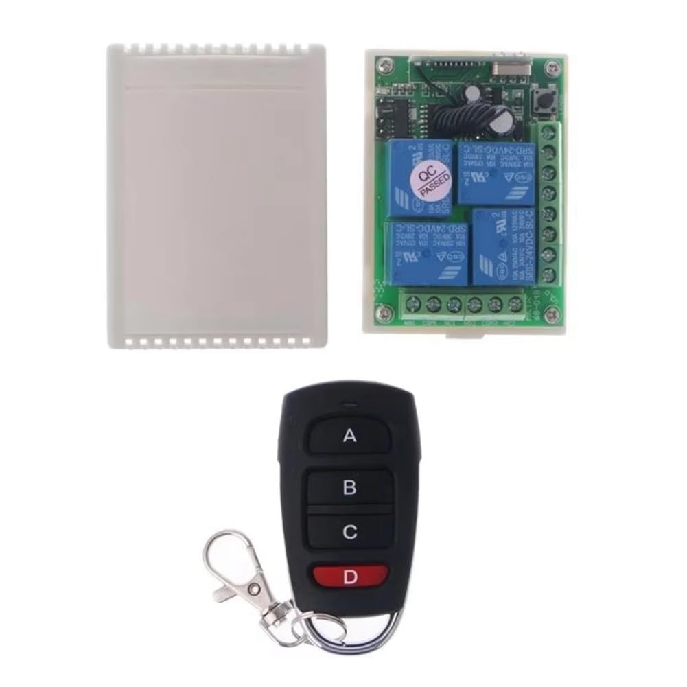 Jnchdghwa White Dc12v Wireless Remote Control Relay + 4Ch Receiver & Transmitter 433Mhz For Electric Doors/Access Control Switches
