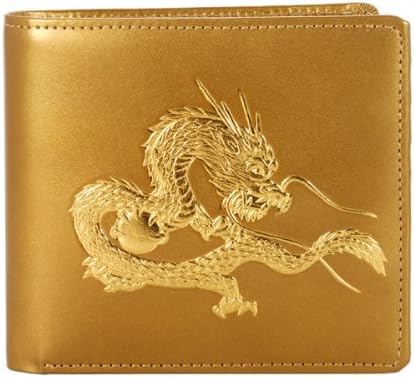 Amazon | [皇帝龍]高級・牛革・二つ折り財布・22金粉浮き押し-金運