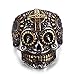 INRENG Men's Stainless Steel Silver Gold Gothic Cross Skull Ring Green Eye Vintage Flower Carved Halloween