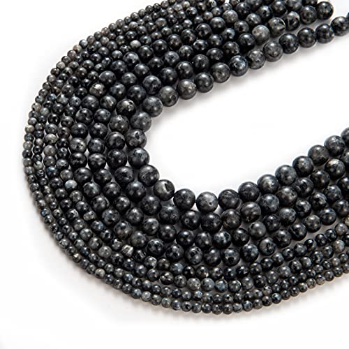 Image of 100Pcs Natural Stone Beads 8mm Black Labradorite Round Gemstone Loose Beads with Elastic Bracelet String for Bracelets Necklace Jewelry Making