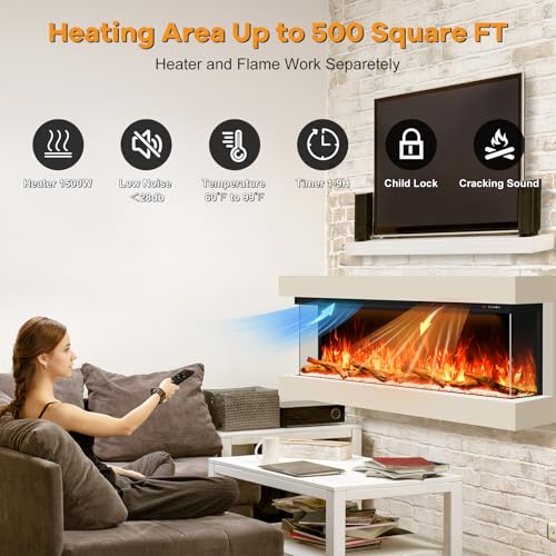 Chimenea eléctrica 3 lados 50" con control y calentador miniatura 4