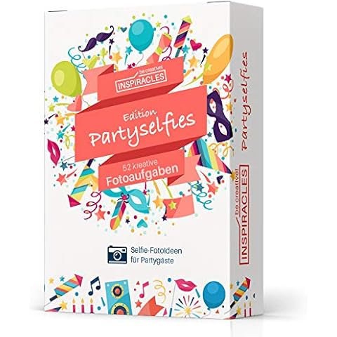 Party Spiele - 52 Fotoaufgaben Selfies - Party Spiel für Gäste, Fotospiel für Geburtstag, Mädelsabend, Hochzeit, Weiberabend, JGA, witzige Spiele für Erwachsene für Partyselfies, Partyspiel Cover