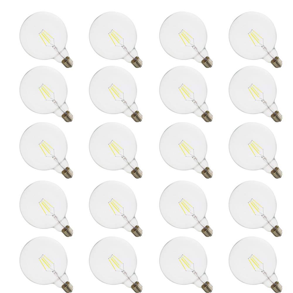 LED bulbos del filamento E27, bulbos del oscurecimiento 4W, iguales a 40W bombillas incandescentes, 400 lm, luz Blanco frío, 6500K, bulbos del LED, zócalo estándar E27 (20 piezas)
