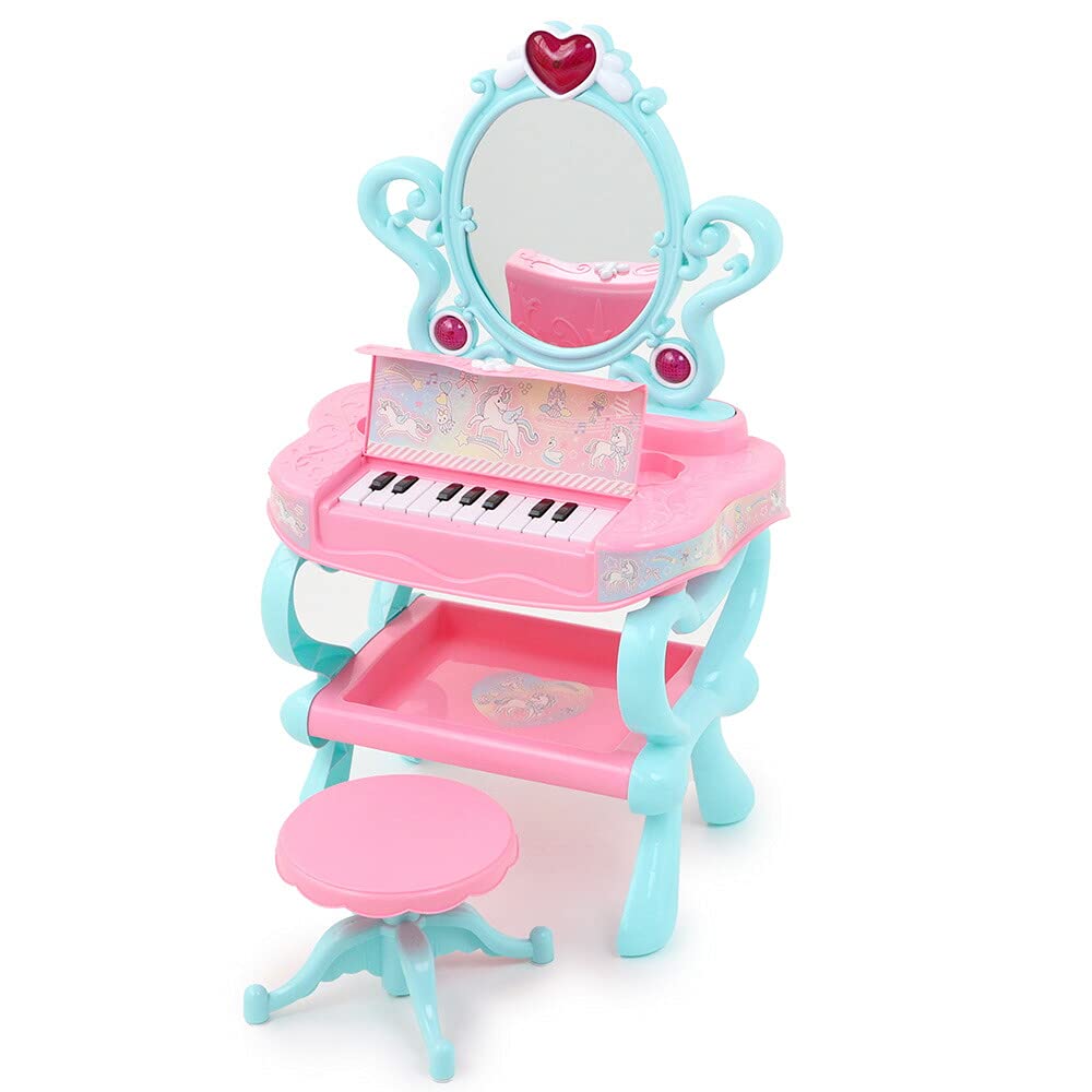 お城の形のピアノ付きドレッサーと玩具付き Amazon | 子供のお城ドレッサープリンセスドレッサーセットおもちゃ