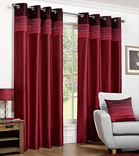 GYROHOME Lot de 2 rideaux occultants entièrement doublés en imitation soie thermique, réduction du bruit, sans formaldéhyde, rouge 132,1 x 274,3 cm Cover