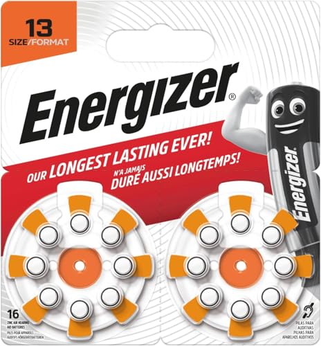 Energizer Pilas para Audífonos tamaño 13 (Paquete de 16)   Baterías de Audífono   Tecnología Zinc Aire   Fácil Instalación   4 años de Almacenamiento