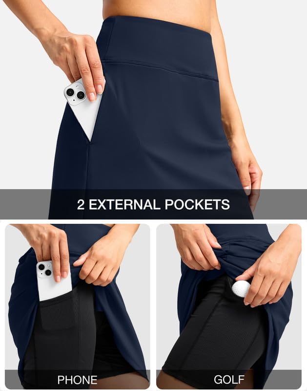 Viodia 18" Skorts for Woman with Pockets High Waisted Golf Tennis Skirts Knee Length Long Skort for Women Dressy Casual - Image 4