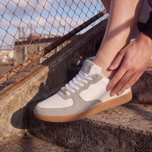 Image of HXV Women Fashion Sneakers Casual Tennis Shoes Retro Trendy Low Top Lace-Up Breathable Non Slip Lightweight Comfortable Zero Drop Cute Flat Walking Shoes