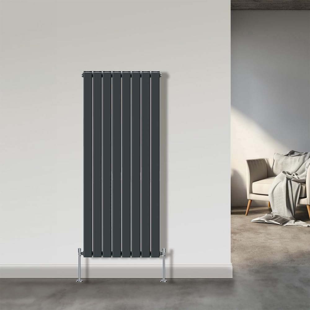 Nrg Anthracite 1600X544mm Double Flat Panel Designer Tall Vertical Radiator Central Heating