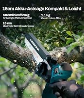 KIESBOHR 15cm Akku Astsäge CSE002, Kompatibel mit Makita 18V Akku, bürstenlose Mini Akku Kettensäge, Automatische Kettenschmierung (ohne Akku) – Ansicht 3